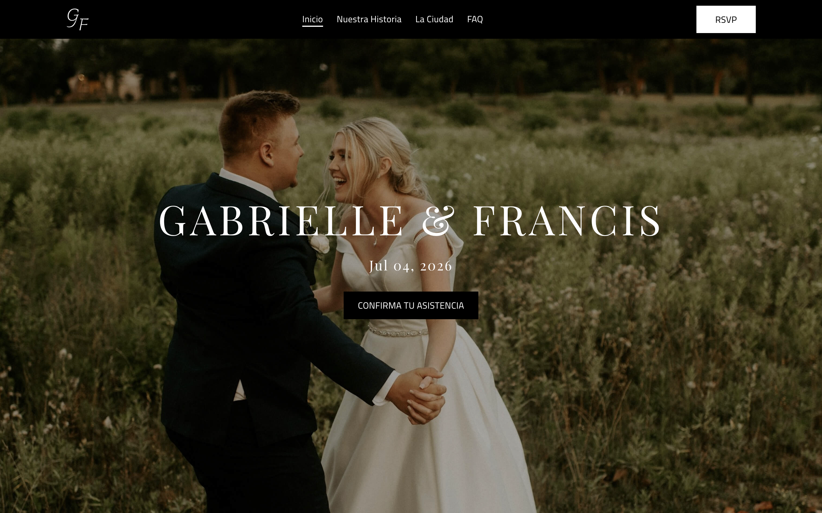 A screenshot of a wedding invitation web app